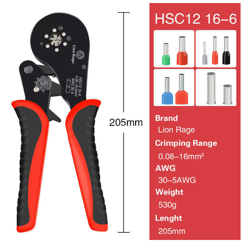 Тубулярные терминальные пластинки HSC HSC Crimper Wire Mini Ferrule Tools Tools Electrical Kit с коробкой