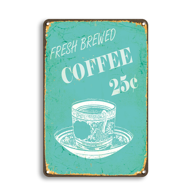 Hot Coffee Bar Metalen schilderplaat poster pub café muur decor retro sticker vintage tin bord kunst metalen plaat voor café pub keuken muur decor 30x20cm w03