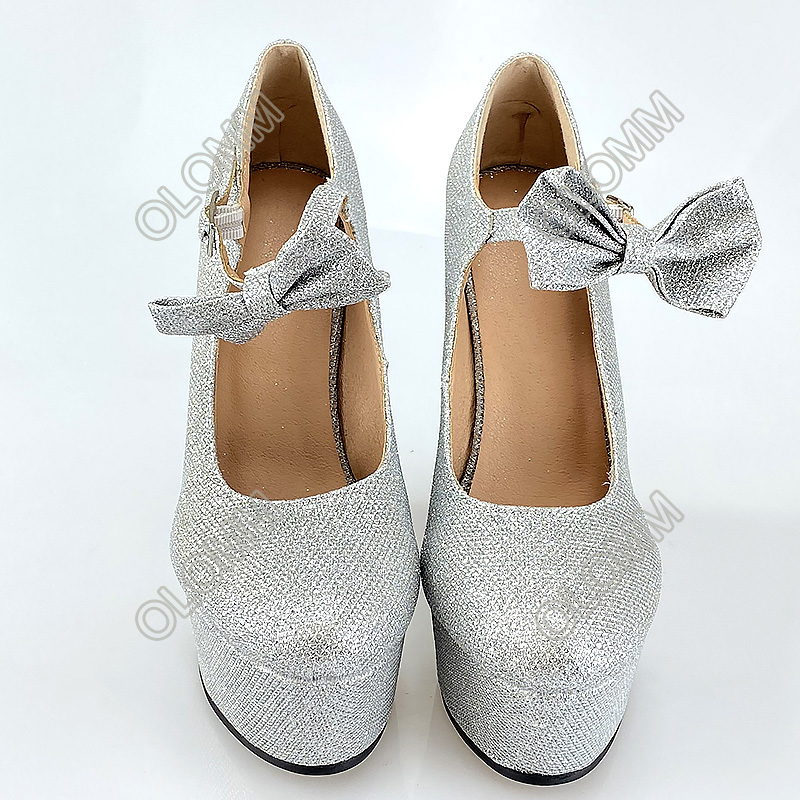 Olomm Handmade Women Pumps Glitter Zeppe Tacchi Punta tonda Damigella d'onore Splendido argento Wedding Club Wear Scarpe Donna Taglia USA 5-20