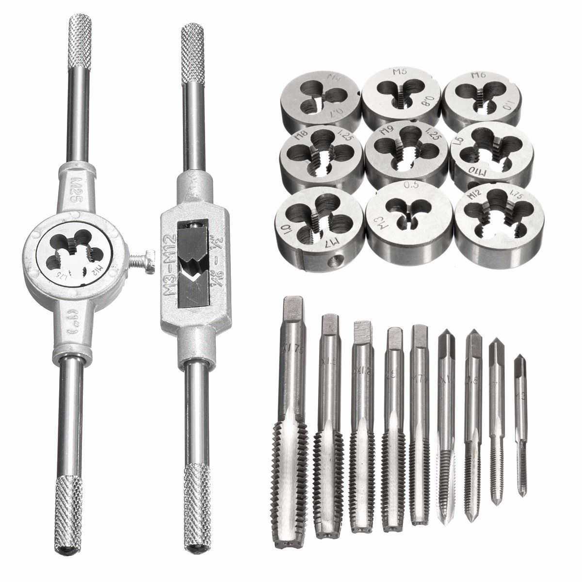 Ensemble de tarauds et matrices à main métriques MM Bouchons filetés Outils d'alésoir à cône droit