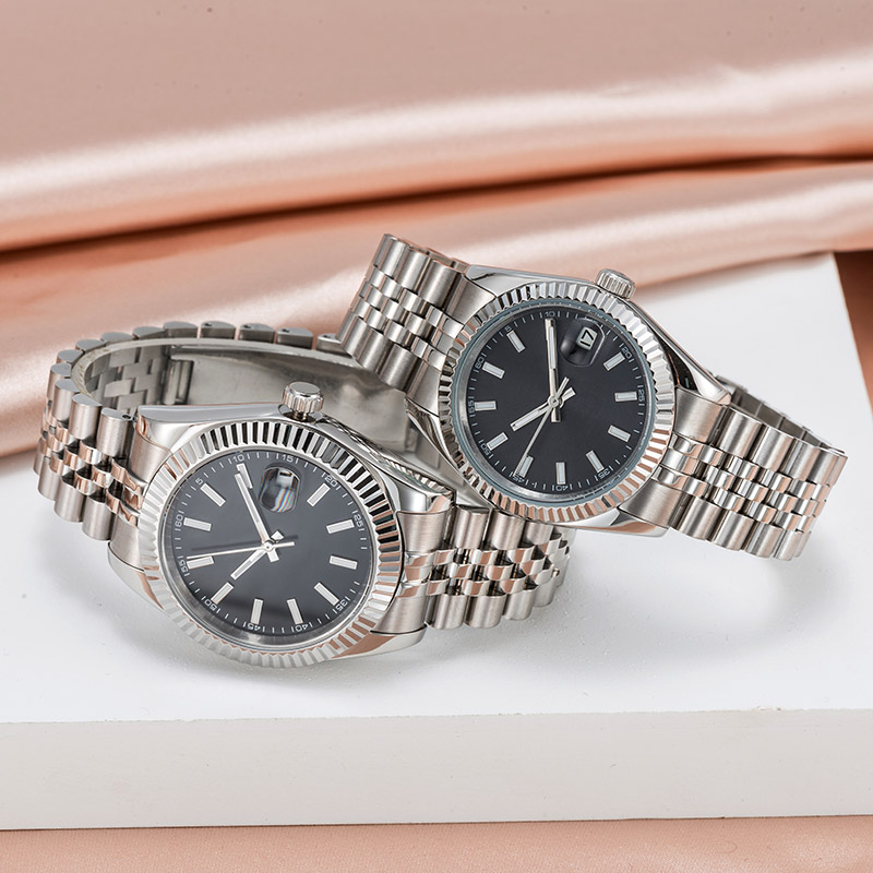Aaa zegarek męskie automatyczne zegarki mechaniczne srebrne paski szafirowe szkło pełne wodoodporne zegarek na rękę ze złotymi zegarkami