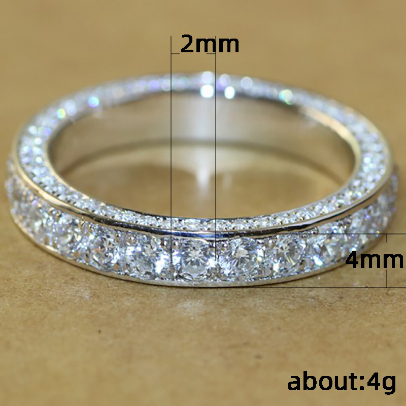 Eternity Finger Ring 14K Gold Color AAAAA Zircon Engagement Wedding Band Rings for Women Men Promise Birthday Party Jewelry Gift