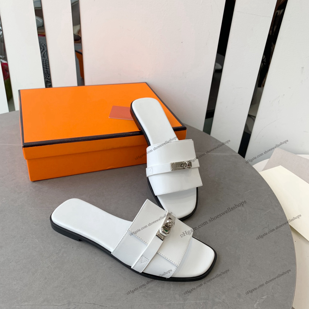 Sandaal Designer Slippers Strand Klassieke platte sandalen Luxe zomer Dame Lederen slippers Topkwaliteit Heren Dames Slides Slide