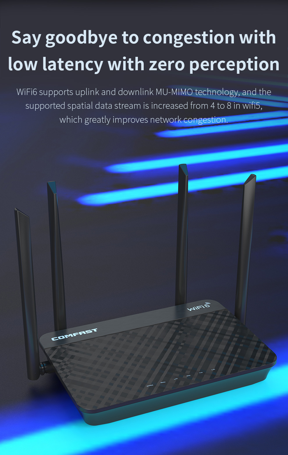 Comfast Wi -Fi Smart Mesh Router Dual Band 2,4G 5G 1800 Mbps Gigabit Router z Anteną Wysokiego Zwiększania Niski ZAMOWICIE