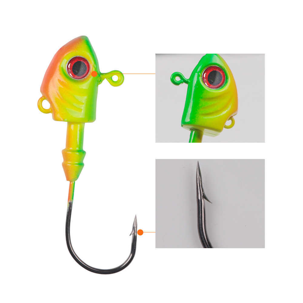 Hameçons de pêche Crochet de pêche à ver souple 3.5g-20g Hameçon en acier inoxydable Jigging Offset Hook Rouge Yeux 3D Bass Perch Accessoires de pêche P230317