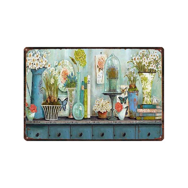 Vintage Fleurs Jardins Métal Peinture Signes Lavande Camion Art Affiche Plaque Décoration Murale Pub Restaurant Maison Rétro Pays Art Ferme Décor Plaque 30X20cm W03