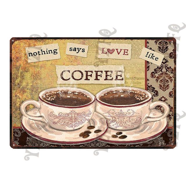 Vintage BBQ Metal Painting Plate Kitchen Sign Wall Decor Hot Coffee Poster Cafe Bar Restaurant Home Wall Stickers 30X20cm W03