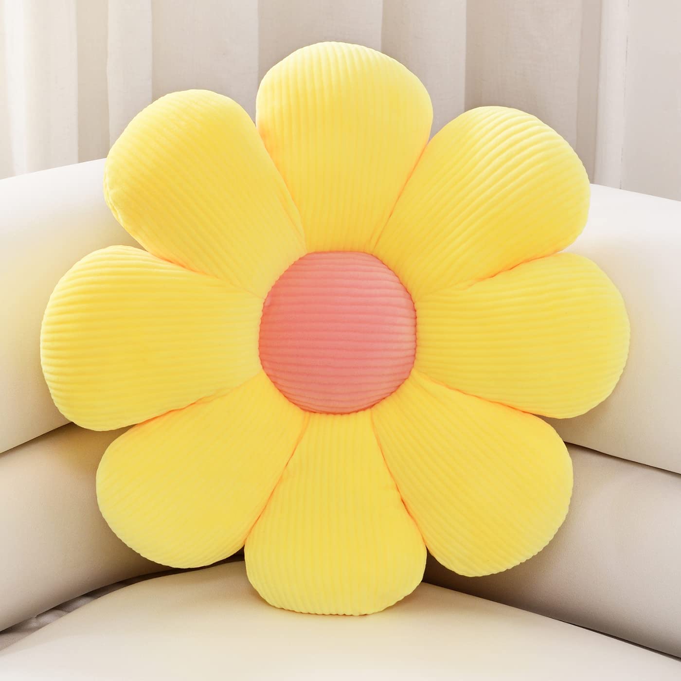 Almofada em forma de flor Pillow Butting Seating de almofada Frohorh Floor Daisy Flower Toy Plant Doll de pelúcia para crianças Presentes de sofá estique de almofada