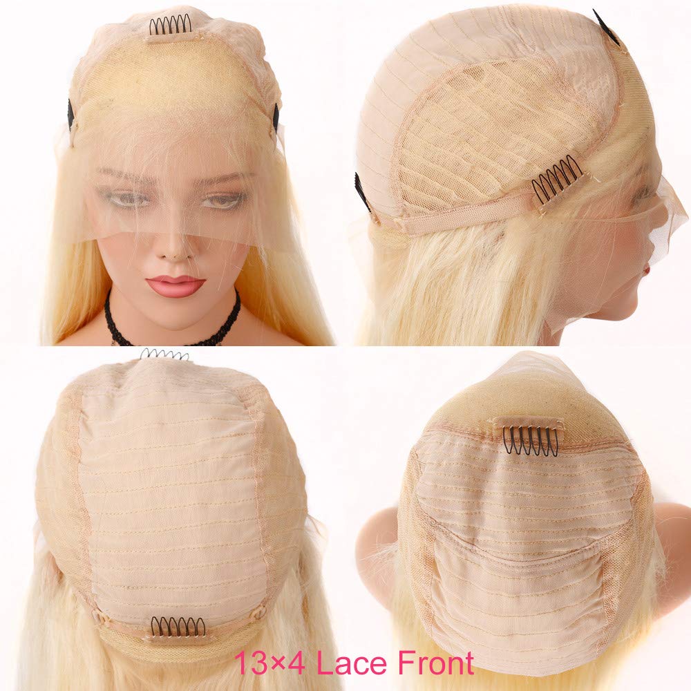 613# Blonde Diepe Golf Front Lace Pruiken 100% Menselijk Haar Pruiken Voor Vrouwen Pre Geplukt Met Baby Haar