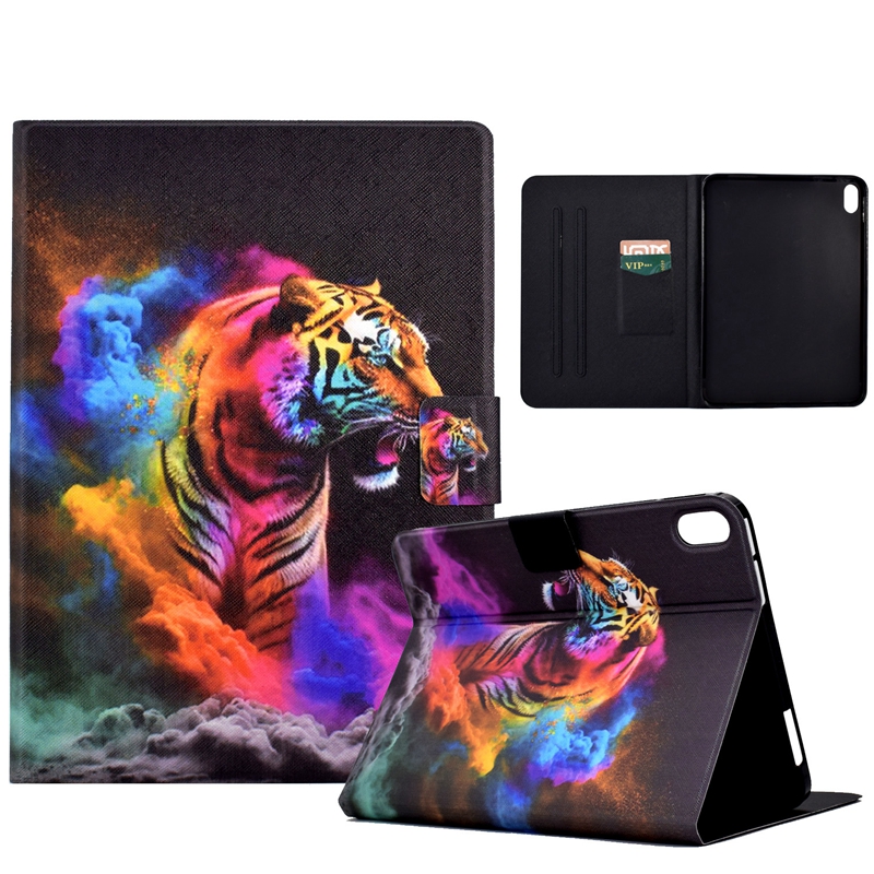 Leather Wallet Tablet Cases For Ipad 10.9 2022 Pro 11 Air4 Air5 10.9 10.2 10.5 Air 2 9.7 Giraffe Weaving Leaves Butterfly Skull Tiger Flower Credit ID Card Slot Holder Pouch