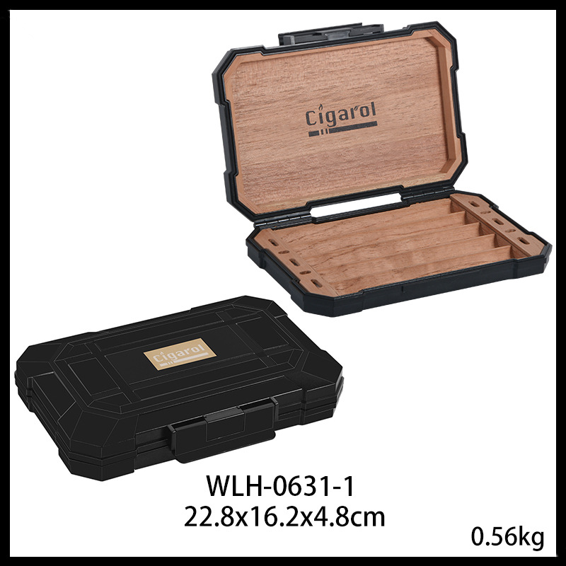 Portable Cedar Wood Cigar Humidor Case W/ Humidifier 5 Slots Travel Cigar Storage Box Smoking Accessories