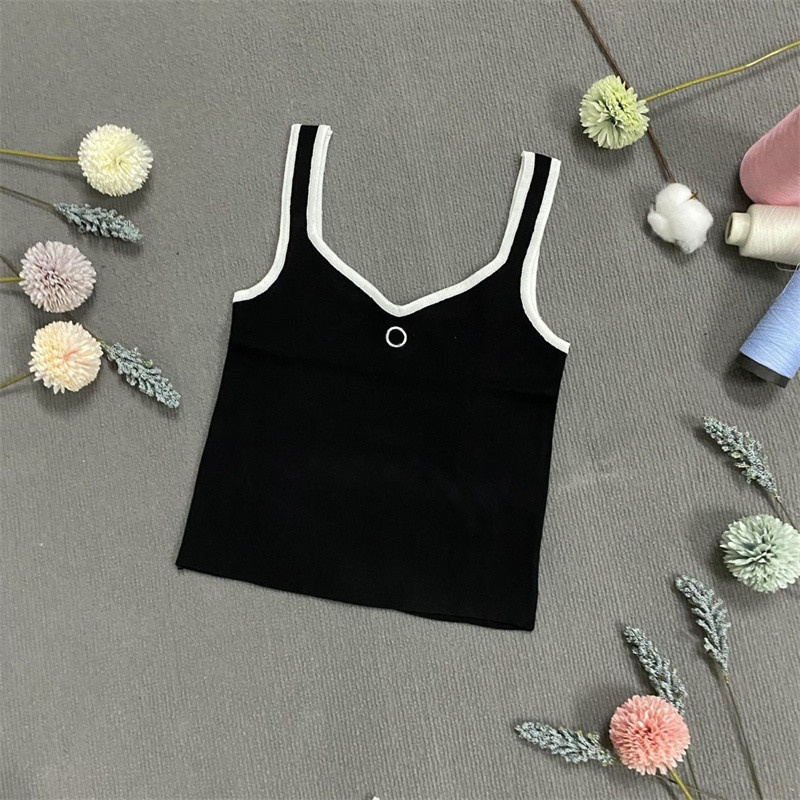 Womens Knit Tanks Ladies Top Brand Cotton Sexy Sport Vest Camisole Letter Sleeveless Knitted Top