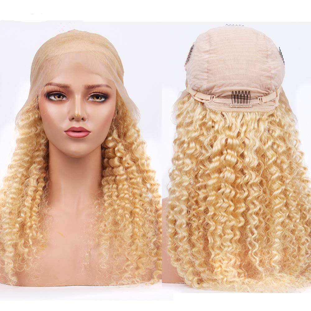 613# Blonde Deep Wave Front Lace Perücken 100 % Echthaarperücken für Frauen, vorgezupft mit Babyhaar