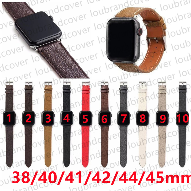 Bracelets de montre en cuir de créateur pour Apple Watch Band 49mm 38mm 42MM 44mm 45MM série iwatch 8 9 4 5 6 7 Bracelets Bracelet Original Monogram Letter Print AP Bracelets de montre