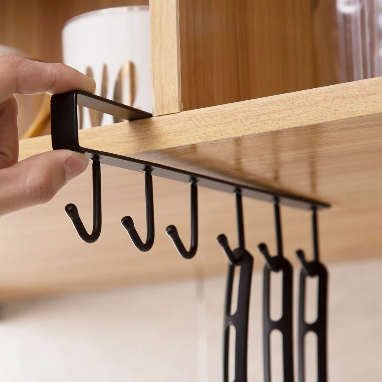 Iron Cabinet Traceless Hook zes-delige opberghanger multi-row haak garderobe keuken punch-free traceless hook