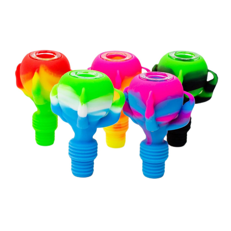 Smoking Colorful Claw Style Silicone 14MM 18MM Male Joint Dual Use Dry Herb Tobacco Spoon Multihole Filter Bowl Oil Rigs Portable Bong DownStem Cigarette Holder
