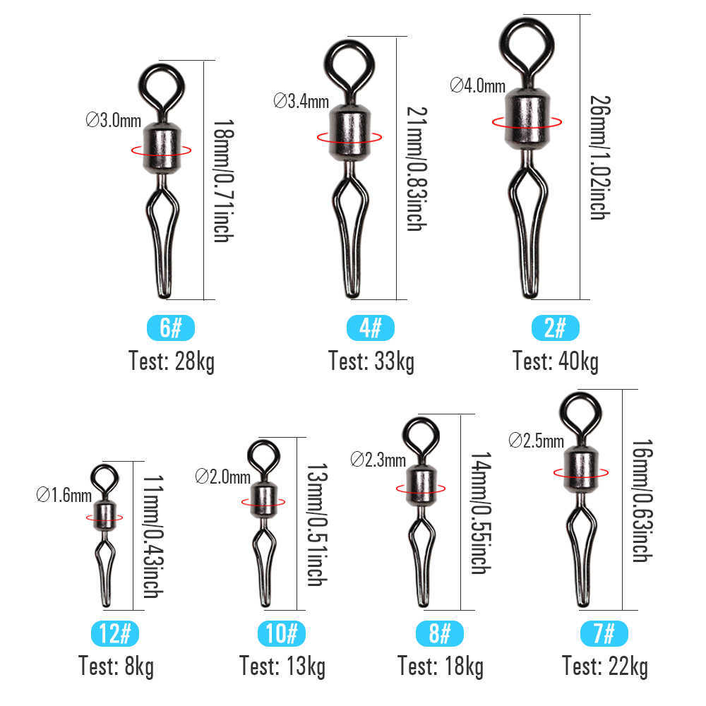 Fiskekrokar icerio 100st svivel med sidorelklipp fiske tackla fiskkrokar och skit fiskekontaktfiske svivlar med snap p230317