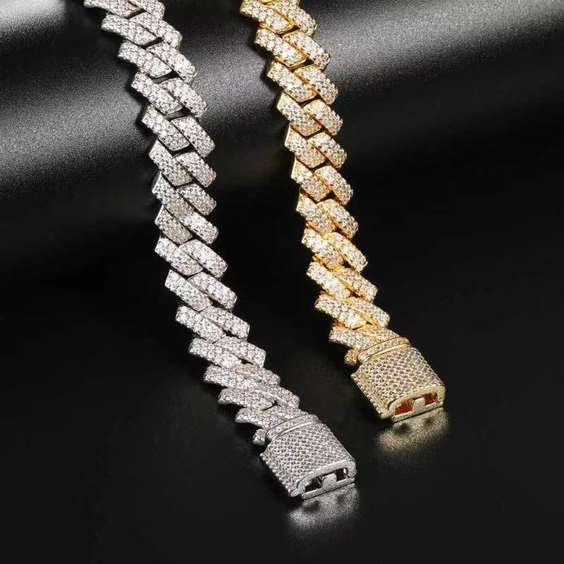 Iced Out Thorns Cuban Link Chain Silver Mens Gold Chains Necklace