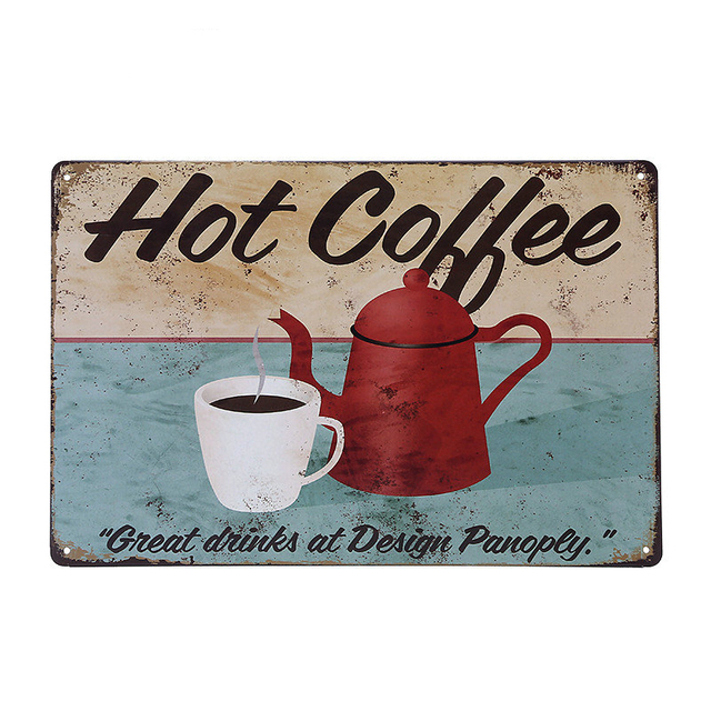 Vintage Shabby Chic Coffee Metal Tin Sign Plaques Home Bar Cafe Metal Signs Pub Tavern Retro Decorative Plate Poster Wall Decor 30X20cm W03