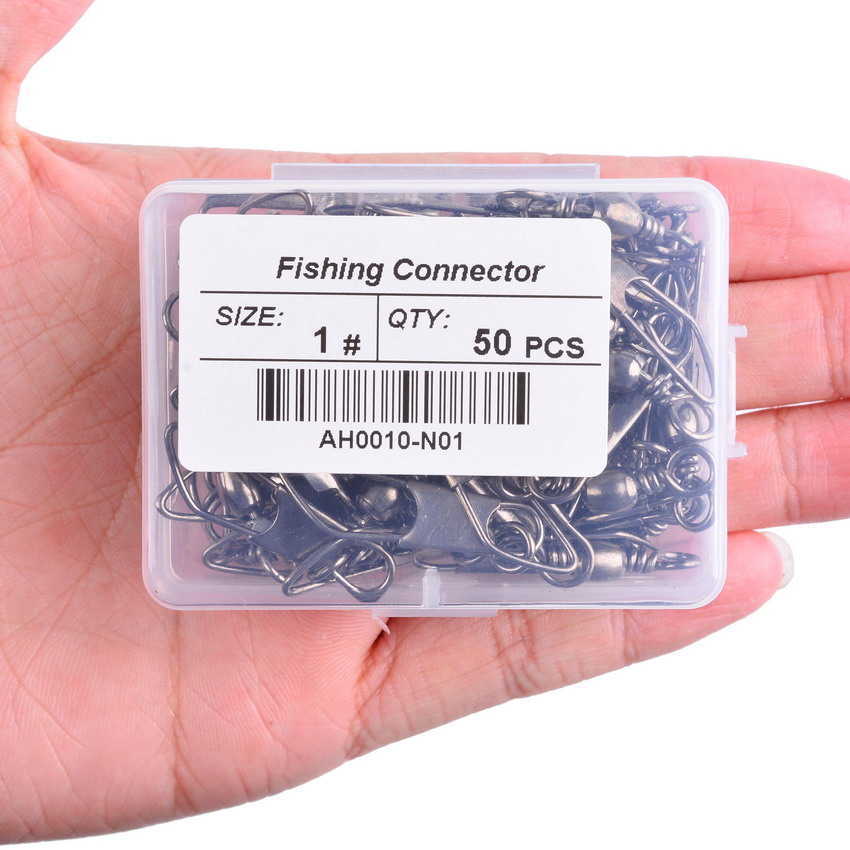 Fiskekrokar 50st/Box Fishing Pin Connector Link Solid tackling Rolling Swivel Fiske Lure Accessories Hooked Snaps Pin Fishhook Pesca P230317