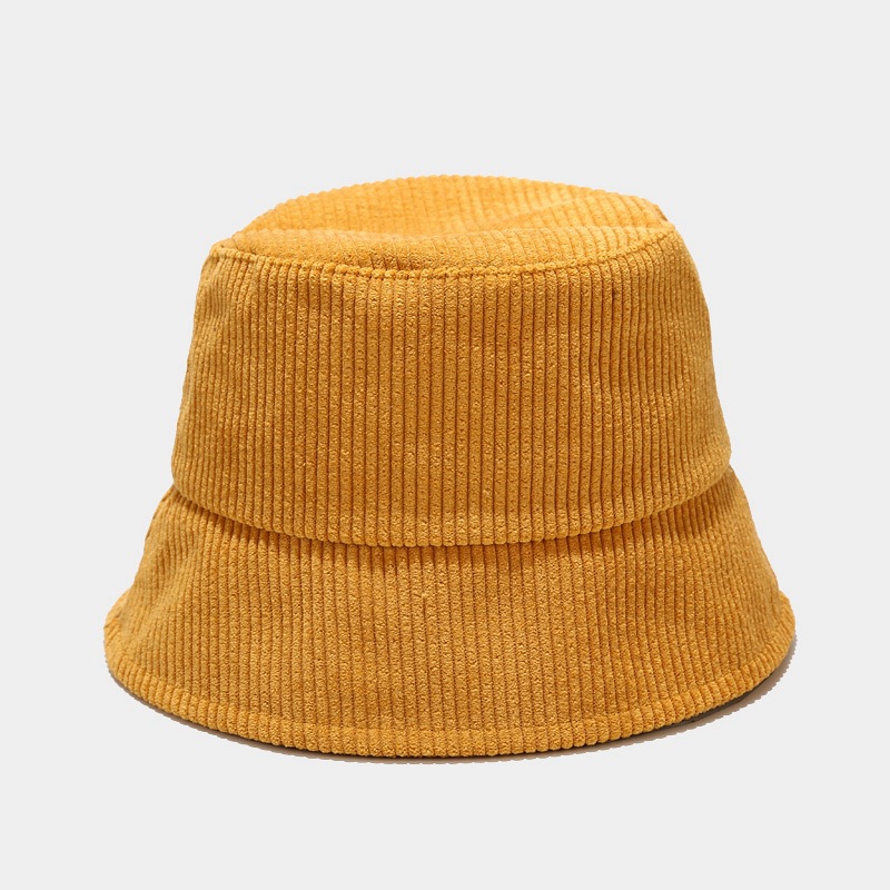 Unisex Corduroy Bucket Hat Casual Fishing Outdoor Cap Sunscreen Solid Color Fisherman Hat For Women Gorras HCS258