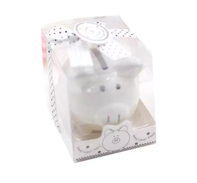Party Favor Ceramic Mini Piggy Bank in Gift Box with Polka-Dot Bow Coin box for baby shower favors Christening gifts dh87