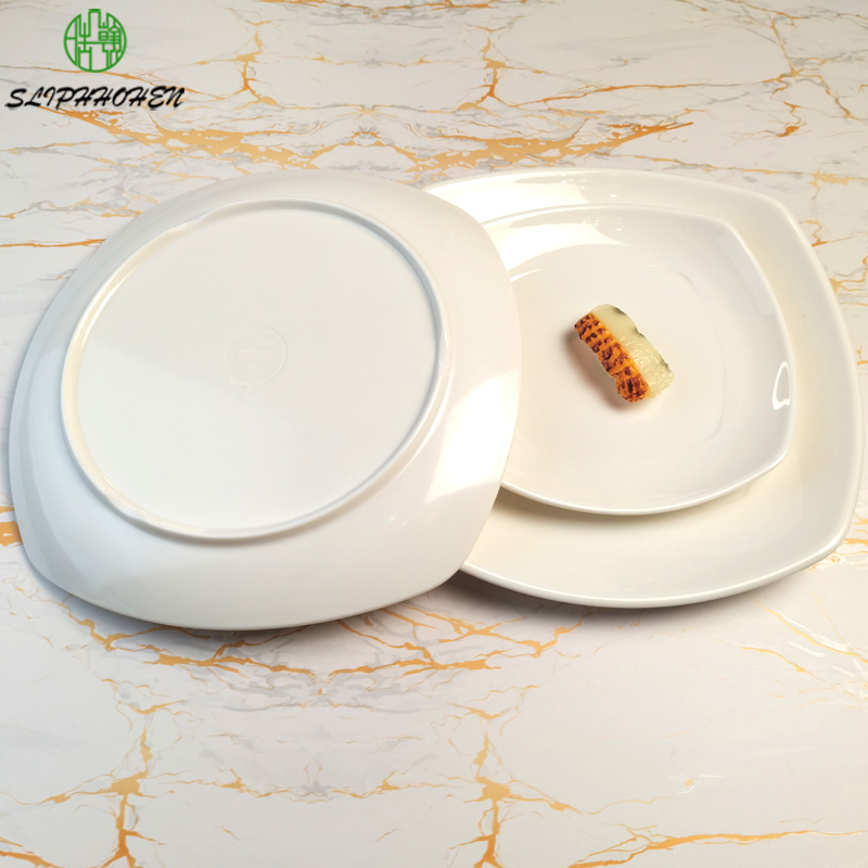 Plats peu profonds carrés Service de table Vaisselle Assiette plate Salle à manger Vaisselle A5 Mélamine Ware