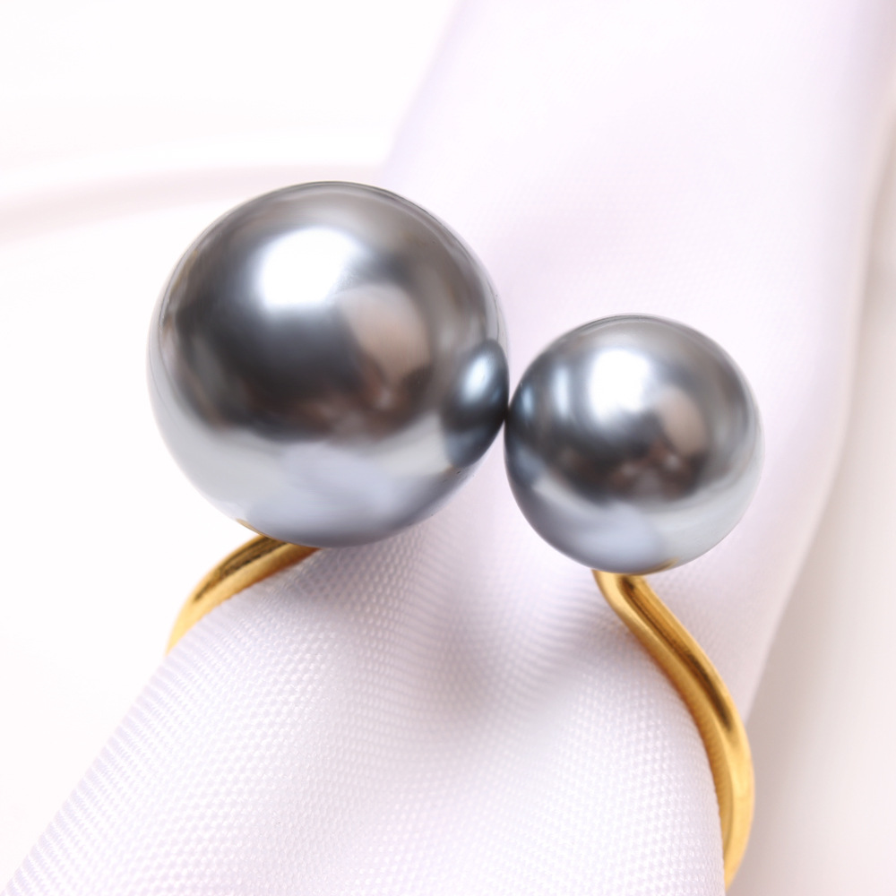 Свадебные украшения, металлическое жемчужное кольцо для салфеток, двойной держатель, золотые, серебряные кольца для салфеток, украшение стола, 12 шт./лот