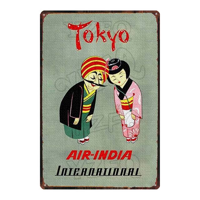 Japonês de estilo de viagem Lata de lata Vintage Sushi Art Metal Poster Poster Bar Cozinha Restaurante Sala Decoração de casa Placa de decoração 30x20cm W03