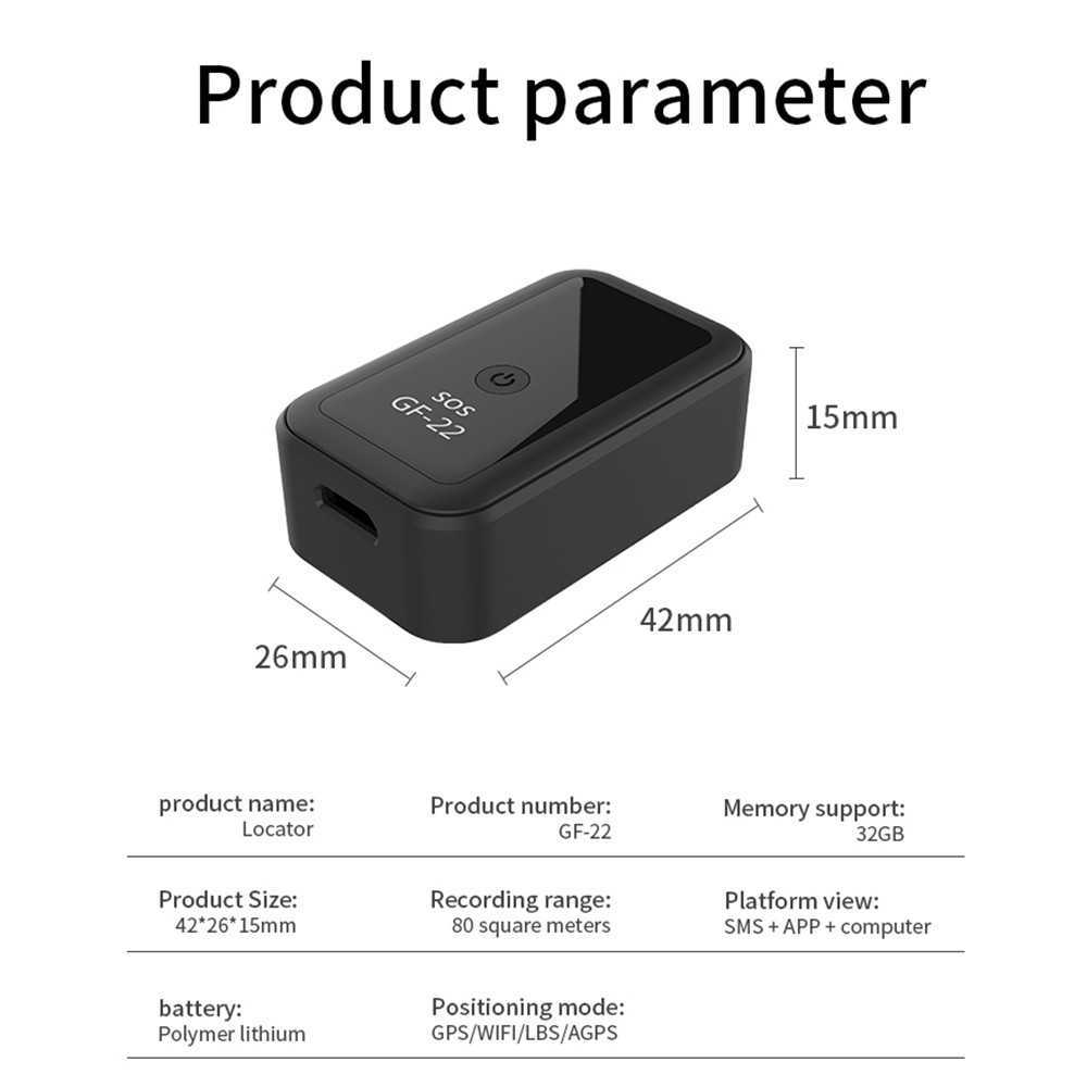 新しいGF22ミニポジションカートラッキングアンチ盗難デバイスアプリリアルタイム追跡GPS WiFiロケーターレコーディングアンチロスト音声コントロール