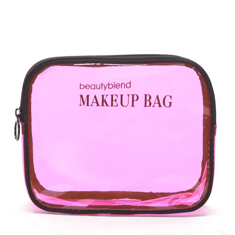 fashion Pink White Transparent Storage Bag Square Shape Waterproof Zipper Famous Beauty Cosmetic Case Luxury 19.5x5x15.5cm Small Makeup Organizer