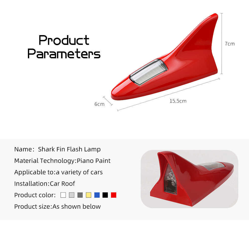 Lumière LED solaire en forme d'antenne d'aileron de requin de voiture, lumière stroboscopique d'avertissement de sécurité de conduite, lumières décoratives de toit automobile, accessoires de voiture