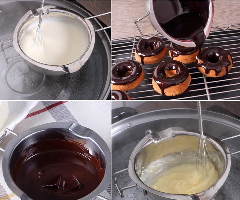Gadżety do pieczenia czekolada ze stali nierdzewnej Rozlanie podwójna Milk Milk Miska Basło Cukierka cieplejsze narzędzia do pieczenia ciasta SN6870