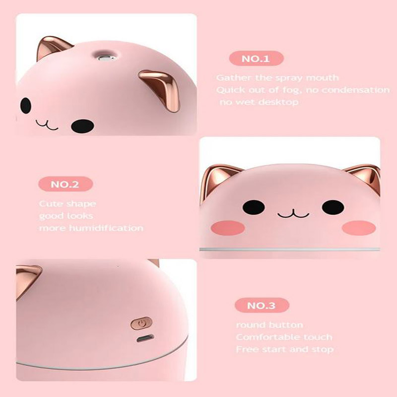 Humidificateur d'air mignon Kawaii, diffuseur d'arôme avec veilleuse, brume fraîche pour chambre à coucher, maison, voiture, purificateur de plantes, 200ml