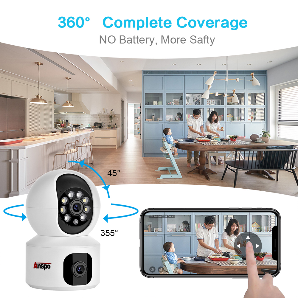 1080P Baby Dual Lens WIFI Draadloze Beveiligingscamera Auto Tracking Home Baby Pet Monitor US