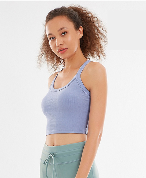 LL Damen Fitness-BH-Oberteil, Rundhalsausschnitt, Tanktop, solides, atmungsaktives, stoßfestes Top für Damen zum Laufen