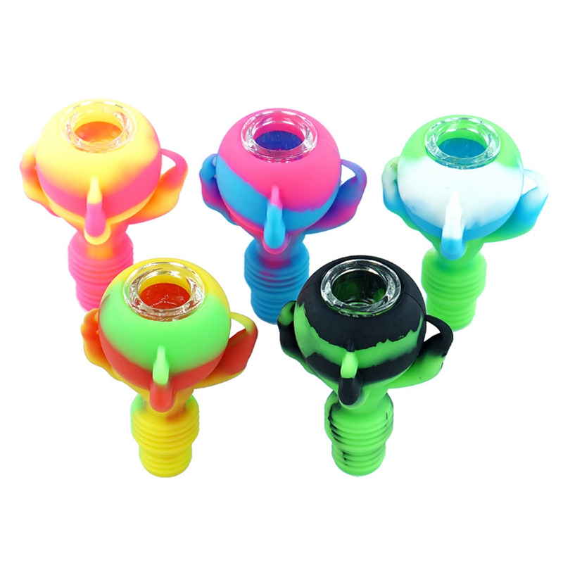 Smoking Colorful Silicone Claws Shape 14MM 18MM Male Joint Dual Uses Dry Herb Tobacco Spoon Multihole Filter Bowl Oil Rigs Portable Bong DownStem Cigarette Holder