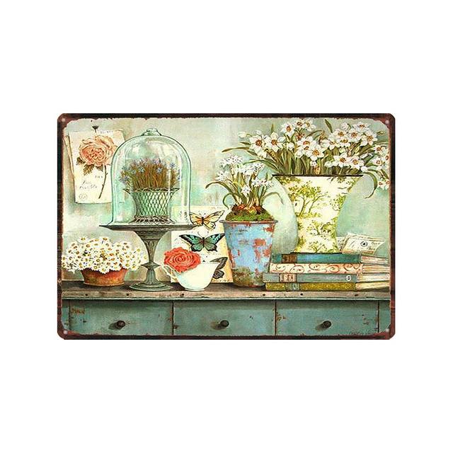 Vintage Fleurs Jardins Métal Peinture Signes Lavande Camion Art Affiche Plaque Décoration Murale Pub Restaurant Maison Rétro Pays Art Ferme Décor Plaque 30X20cm W03