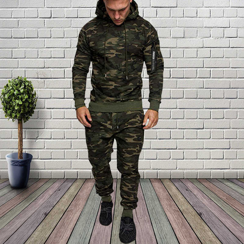 2023 plus storlek 3xl herrspårar Militär hoodie 2 bitar sätter din kamouflage muskel man våren hösttaktisk svettjacka byxor atletiska slitage 7 färger