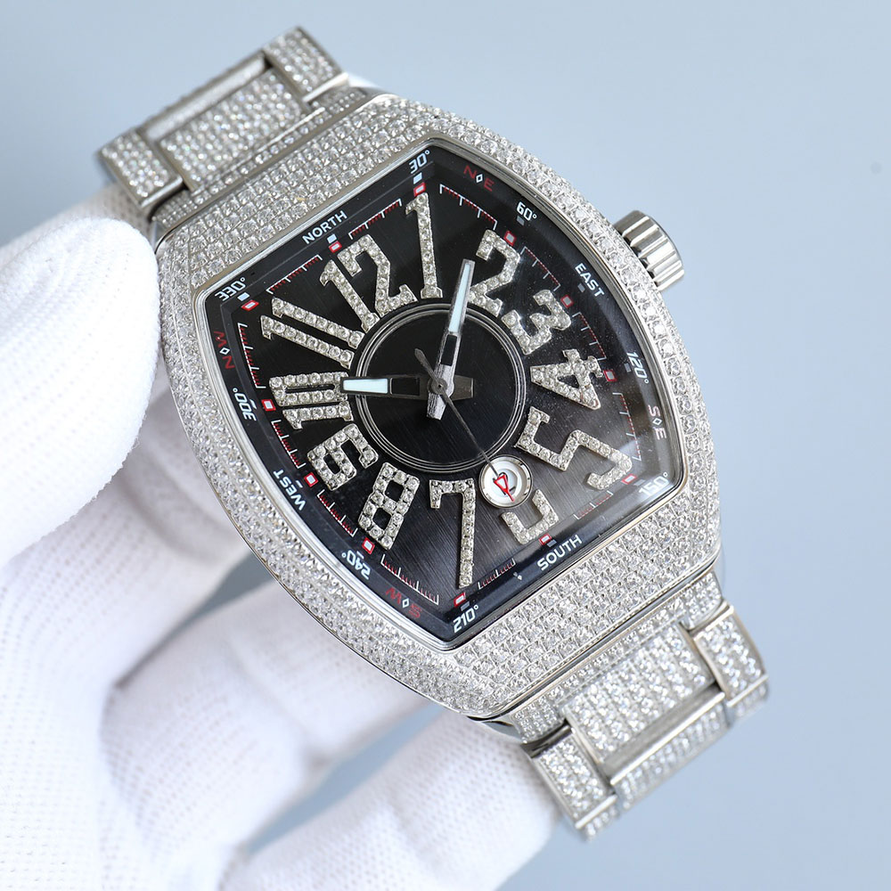 Diamond Watch Mens Автоматические механические часы Luminous 44x54 мм Полные из нержавеющей стали. Производительные часы сапфировые водонепроницаемые подарки Montre de Luxe