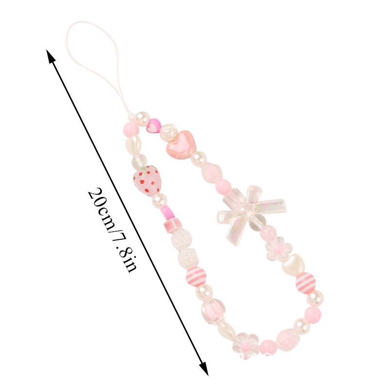 Mobiele telefoon riemen Koreaanse creatieve zoete roze boog hart kralen mobiele telefoon keten delicate anti-meest telefoonhoesje lanyard cadeau voor vrouwelijke accessoires