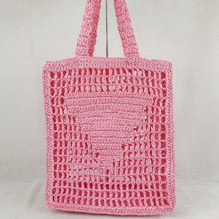 Prad P Home Straw Woven Tote Bag Lafite Grass Beach Bag Armpit Hollow Knitted One Shoulder Portable Shopping Bags Female