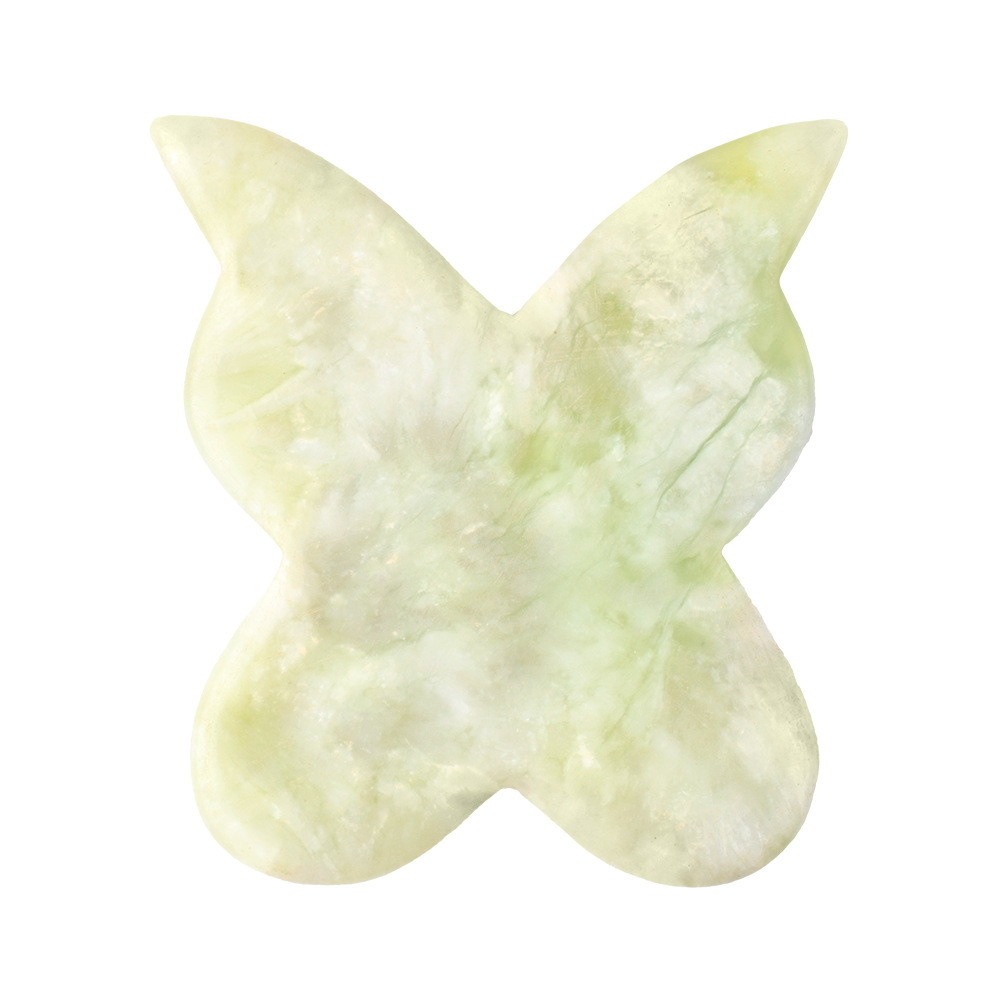 Atacado borboleta pedra de jade natural gua sha ferramenta de massagem quartzo rosa guasha spa massageador face lifting beleza saúde apertar cuidados com a pele