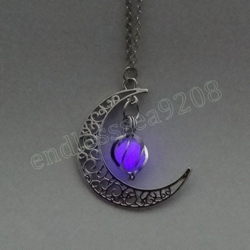 Brillant dans le noir colliers pour femmes creux soleil lune lumineux pendentif chaîne femme nuit fête bijoux cadeau