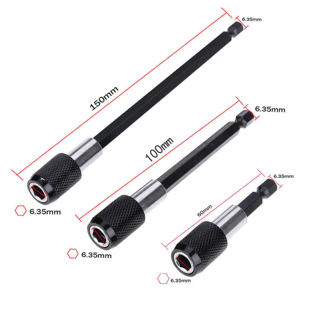 1/4 Inch Hex Shank Quick Release Screwdriver Magnetic Bit Holder with Adjustable Collar Extension Bar 60mm 100mm 150mm