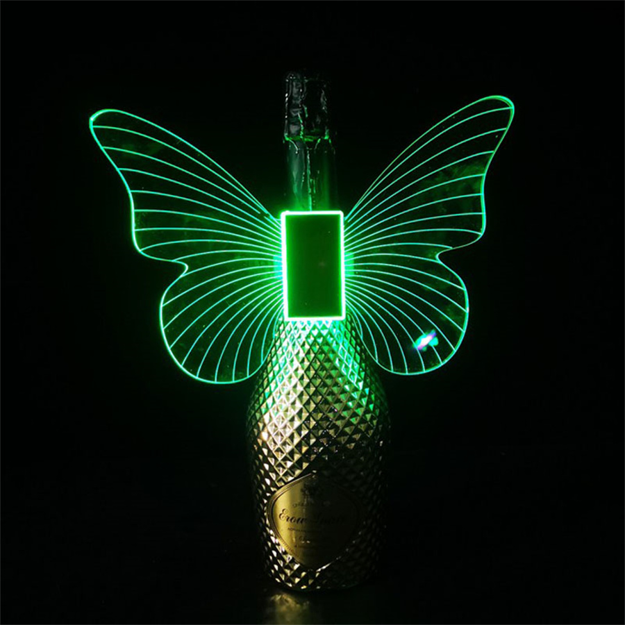 RGB Color LED stroboscope baton Buton Butterfly Wings Lampes champagne LED Sparkler Light Flash Stick Stick Service Bottle Topper Light