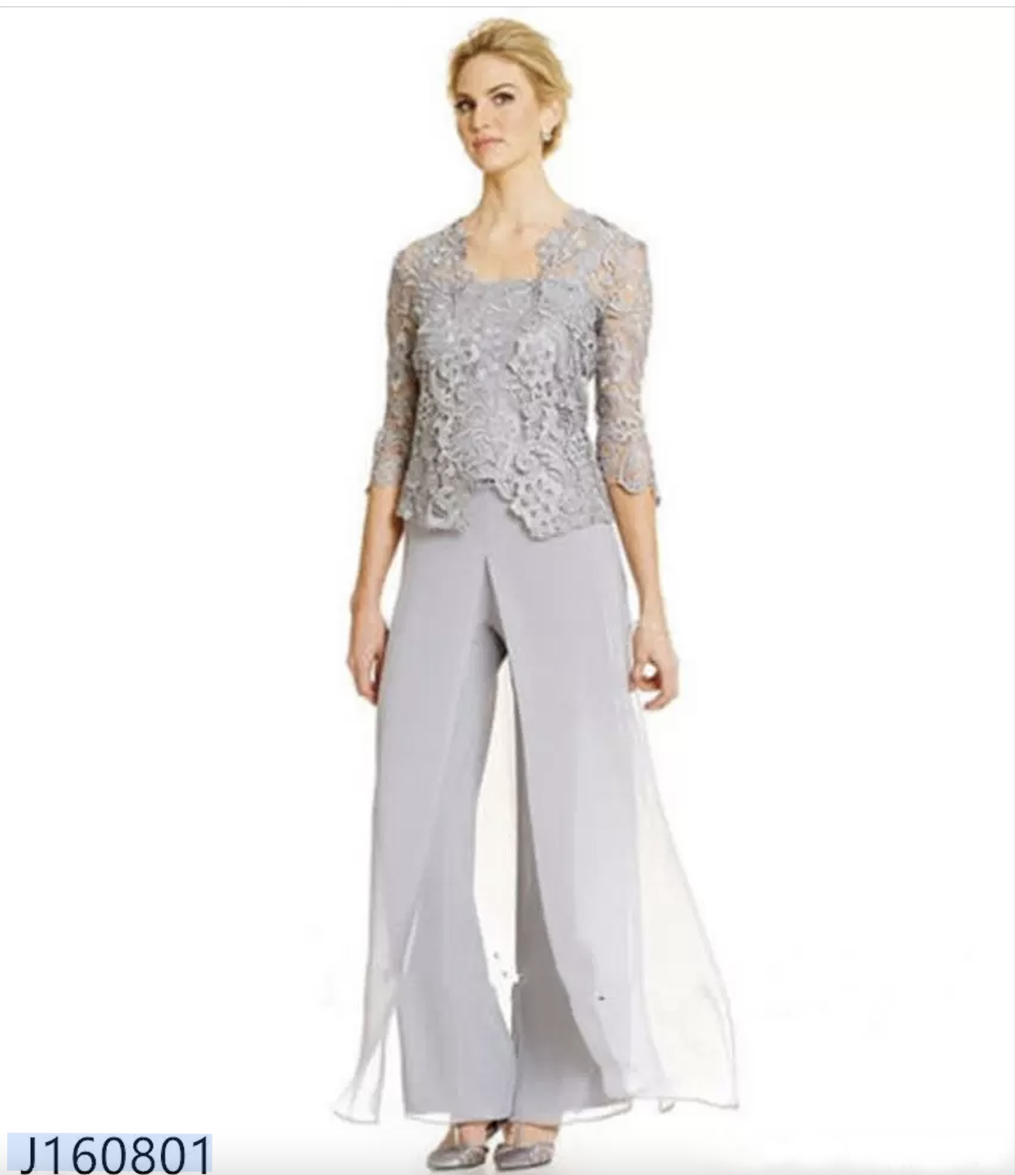 Classy Lace Mother Of The Bride Pant Suits With Jacket Chiffon Three Pieces Wedding Guest Dress Plus Size Mothers Groom Dresses