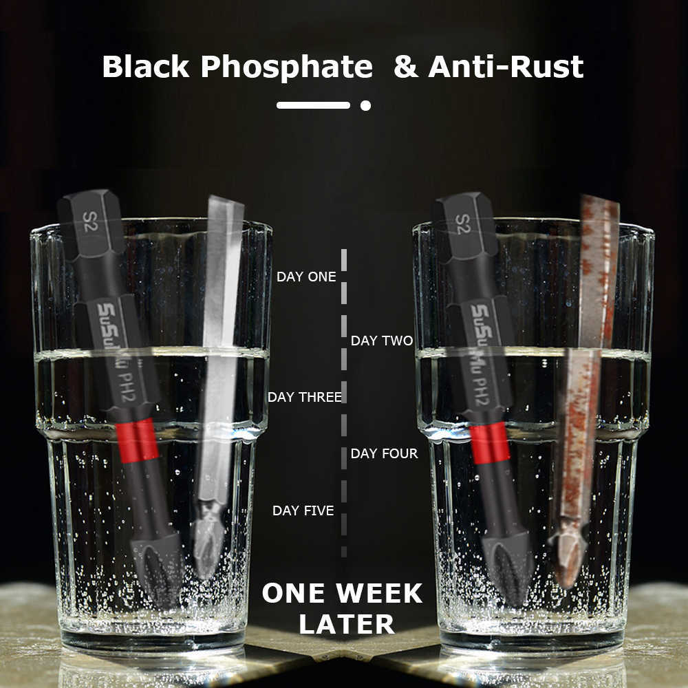 5 pièces magnétique croix PH2 jeu d'embouts Impact tête dureté tournevis Anti-dérapant tournevis perceuse à main outils