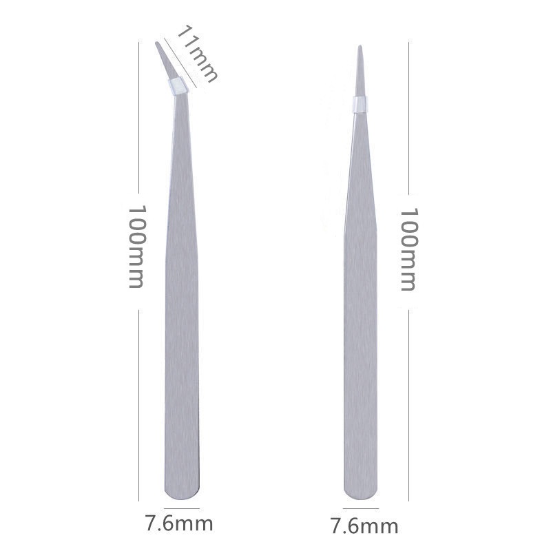 Pincettes à sourcils en acier inoxydable, prix d'usine, tête droite/tête incurvée, pince pour la réparation de téléphones, outils de réparation de bricolage