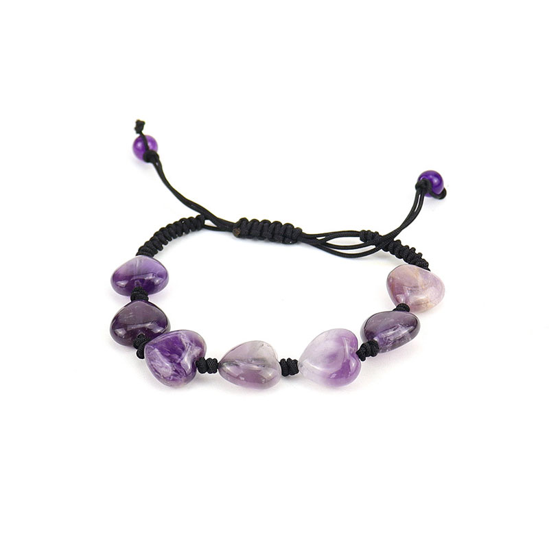 Pulseras con abalorios de corazón trenzado de cuerda hecha a mano con piedra de cristal Natural, joyería con cuentas de Yoga a la moda para mujeres y hombres